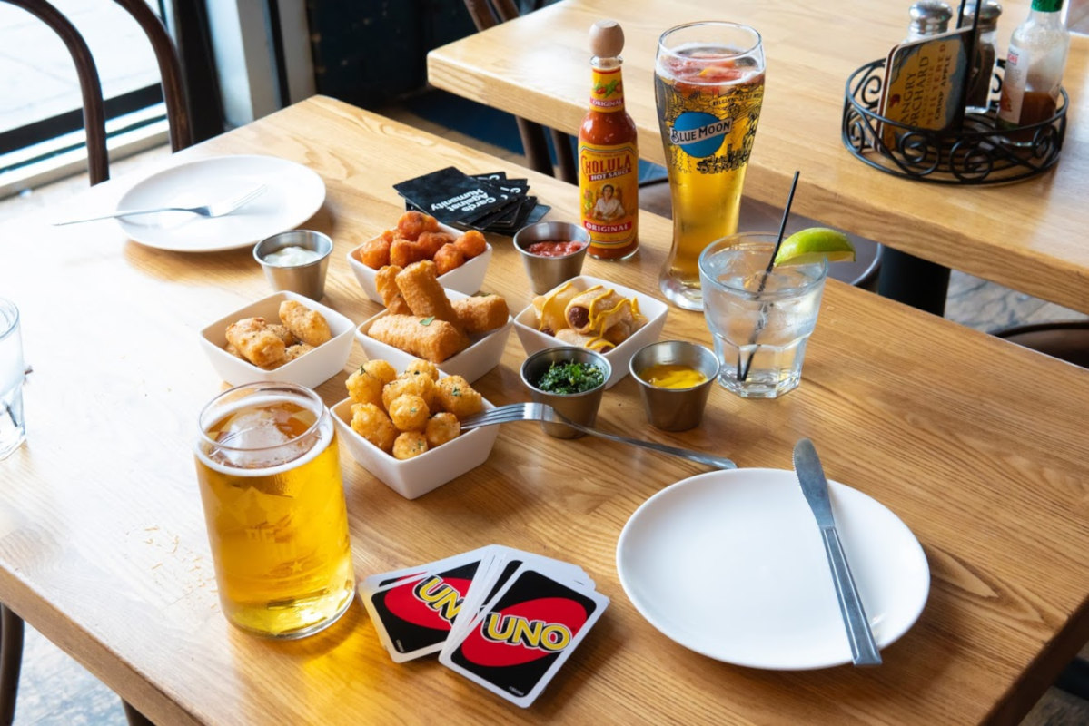 Beer and food on the table